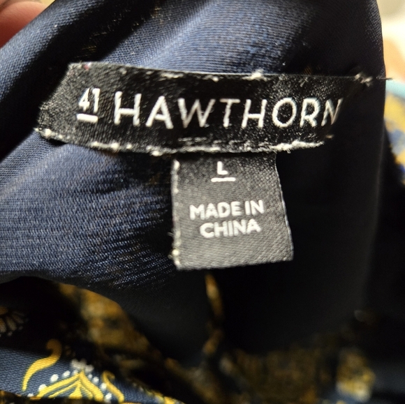 41 Hawthorn Gold And Blue 3/4 Sleeve Women's Blouse Large - Picture 5 of 6